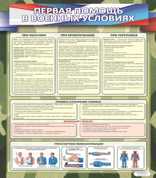 Стенд «Первая помощь в военных условиях»